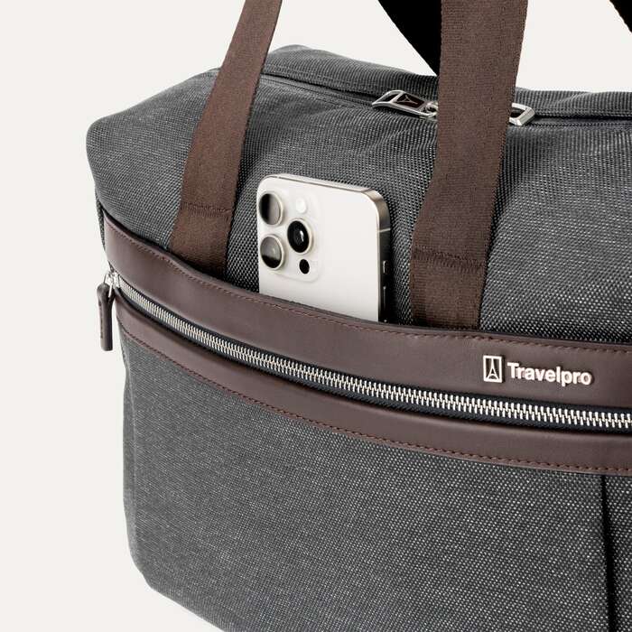 Outside phone pocket Platinum® Elite UnderSeat Tote in Vintage Grey