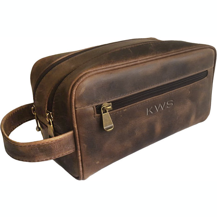Colombian Distressed Double Zippered Shave Kit